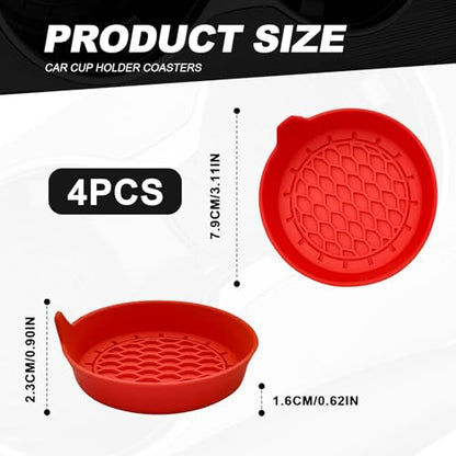4 Pack Universal Cup Holder Coasters (Red)