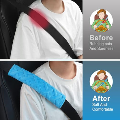 2 Pack Universal Car Seat Belt Pads Cover for A More Comfortable Driving (blue)
