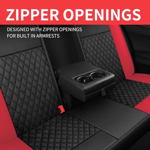 Faux Leather Full Set Car Seat Covers (N1 Black Red / Full Set)