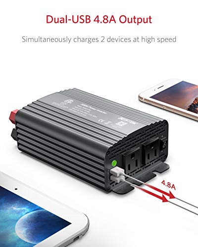 500W Power Inverter for Vehicles DC 12V to AC 110V Car Plug Adapter (Grey)