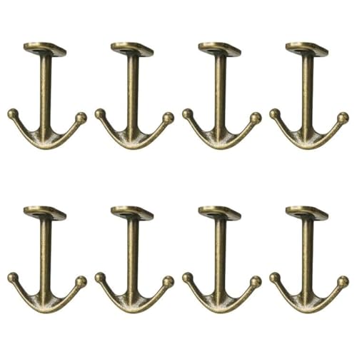 Ball Two Prong Ceiling Hook for Closet Top Bathroom Kitchen Cabinet Garage Pack of 8 (Bronze)
