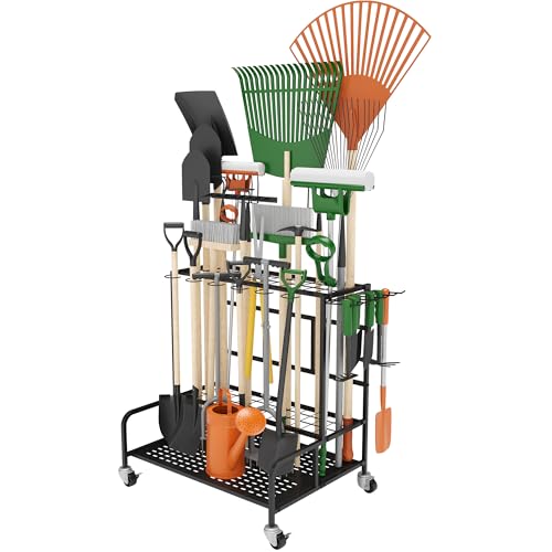 Garden Tool Organizer Rack with Wheels Up to 39 Tools (Rack With Accessories)