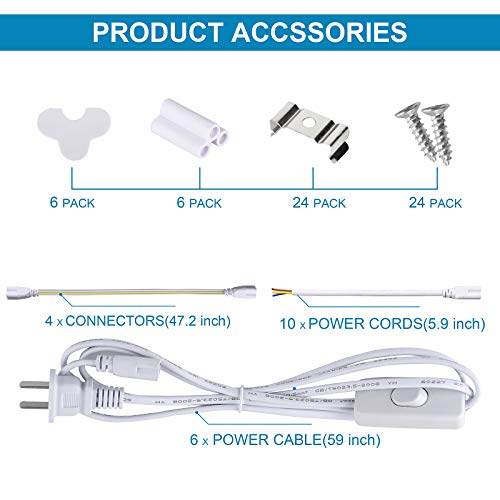 6 Pack LED Shop Light (6pcs 4ft 5000K)