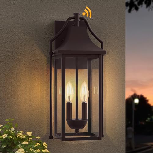 18IN Dusk to Dawn Outdoor Wall Sconce (Brown(with Brown Base) / 18inch 2-e12 Base)