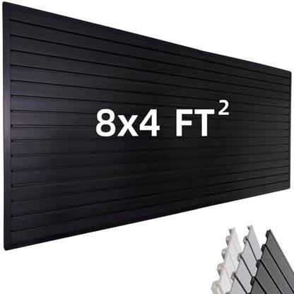 Slat Wall Paneling Garage Wall Organizer (Black / 8x4ft)