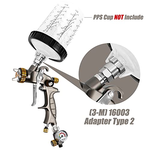 HVLP Touch Up Mini Air Spray Gun for Clearcoats 1.0mm Stainless Steel Nozzle 150ml Capacity 7.0CFM 22psi with Type 2 Adapter Air Control Valve and Filter Professional (150ML 1.0mm Tips)