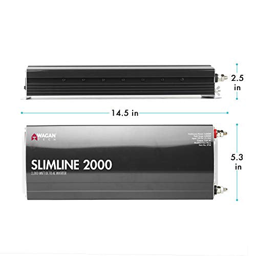 EL3724 2000W Slim Line AC to DC Power Inverter 2000W TrueRated Continuous 4500W Surge Power DC 12V to AC 110V Power Inverter with 3 AC Outlets and 2A USB Charging Port (2000W - 12V)