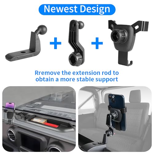 Car Phone Holder Center Console Organizer for Jeep Wrangler JL JLU 2018 2019 2020 2021 2022 2023 (for Wrangler 2018-2023，Gladiator JT 2020-2023)