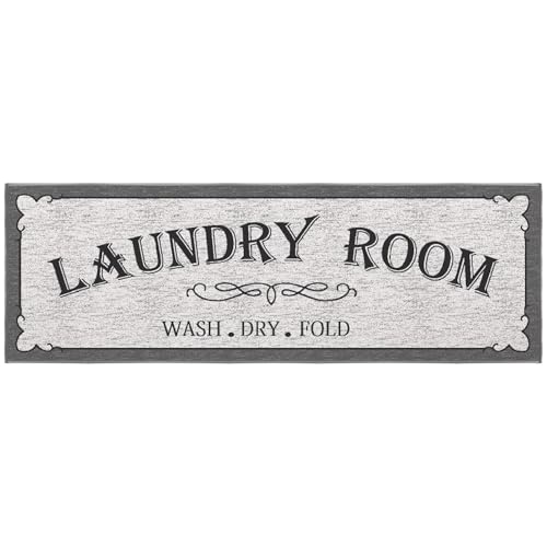 20" x 53" Laundry Room Rug (Laundry Gray Text)