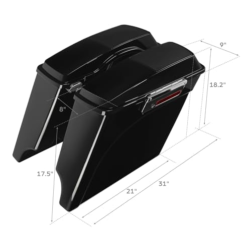 Motorcycle Saddlebags 5" Stretched Extended Hard Saddle Bags W (Stretched W/ Chrome Latches / 5" Extended)