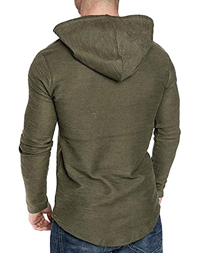 Mens Fashion Athletic Hoodies Sport Sweatshirt Solid Color Fleece Pullover Green 2XL (XX-Large / Green)