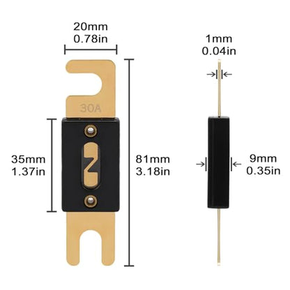 30A ANL Fuse 30 Amp Inline Blade Fuses 32V for Car Audio Inverter Automotive Stereo (30A)