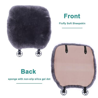 Genuine Sheepskin Car Seat Cover for Fuzzy Soft Fur Wool Cushion (Pearl)
