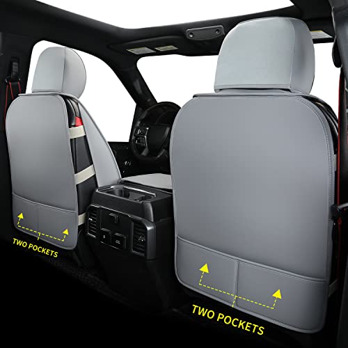 F150 Faux Leather Seat Covers Fit for 2015 ((2015-2026) Full Set / Black&Gray)