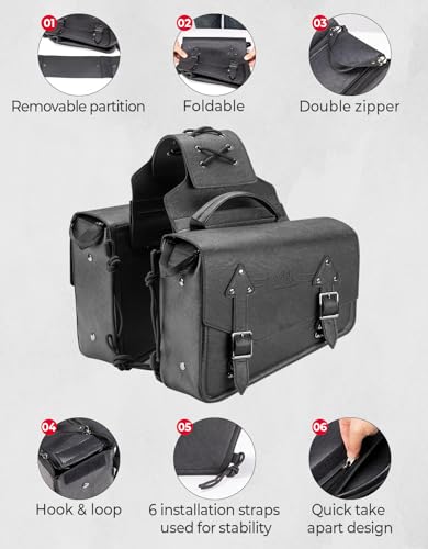 Motorcycle Saddlebags PU Leather Side Bags 12L (12L)