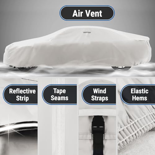 Car Cover Waterproof All Weather for 1977 (51. Impala 1977-1985 / Light Gray / Black (Stripe))
