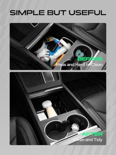 Center Console Organizer Tray for Tesla Model Y Juniper 2025 2026 (2PCS Center Console & Armrest Upper Tray)