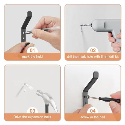 10 Pack Coat Hook for Hanging (Black / 10 Pack)