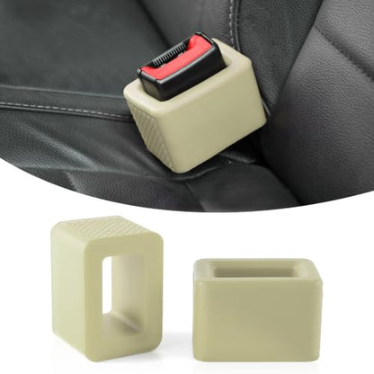 2PCS Seat Belt Buckle Holder (Beige)