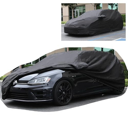 All Weather Waterproof car Cover Good for rain Snow uv Protection dust Compact Hatchback Golf GTI i3 Civic Elantra Soul Versa Black (WB - (See Size Chart) / BLACK)
