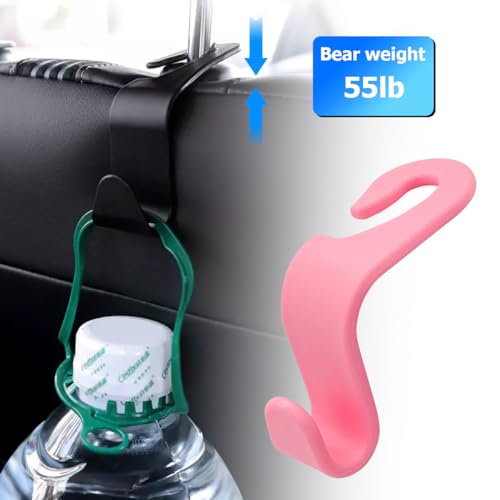 4 Pack Car Seat Headrest Hooks for Vehicle Seats (Pink)