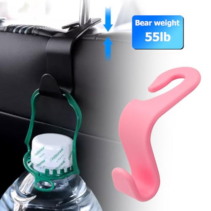 4 Pack Car Seat Headrest Hooks for Vehicle Seats (Pink)