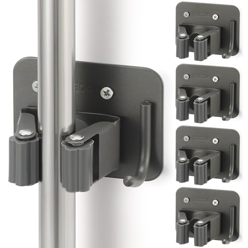 Broom Holder Wall Mount Rack (Gery)