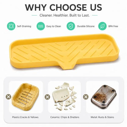 Silicone Soap Dish with Drain Spout (Yellow / L(12"×4"))
