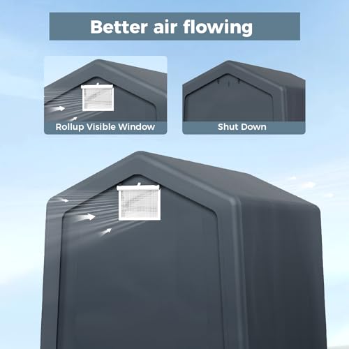 6x10 ft Storage Shelter Shed Portable Outdoor Carport Garage (6x10 Ft)