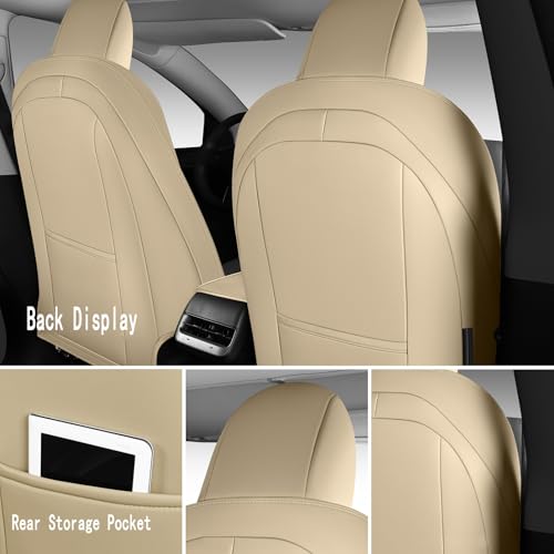 Tesla Model Y Seat Cover Full Set (Beige)