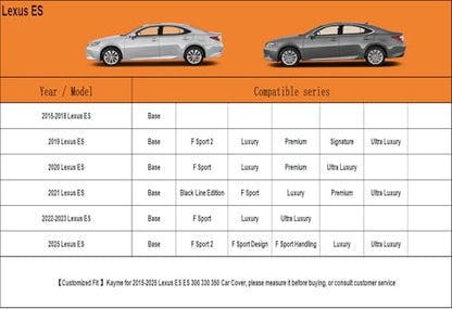 6 Layers Waterproof Car Cover for Lexus ES ES300 ES330 ES350 ES300h (LM-Silver / 56. Custom Fit Lexus ES)