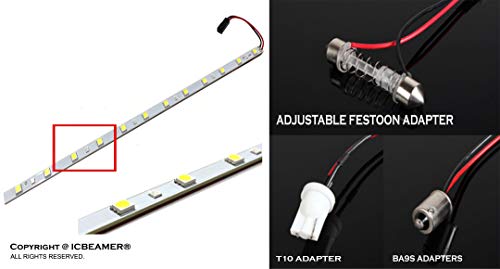 12" Red to White 18 SMDs 2835 LED Strip Light Universal Fit Car Trunk Cargo Area or Interior Illumination (Red-White Color Changing)