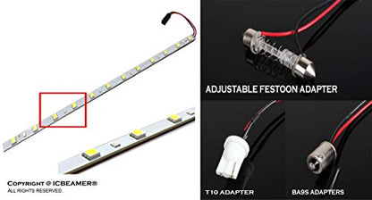 12" Color Changing from Blue to White 18 SMDs 5050 LED Light Strip for Fit Car Trunk Cargo Area Interior Ambient Illumination Decoration (Blue-White Color Changing)