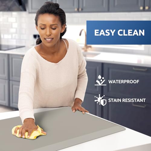 Kitchen Mat Cushioned Anti Fatigue Rug Standing and Comfort Floor Mats (Khaki / 28"L x 17.3"W x 0.5"Th)