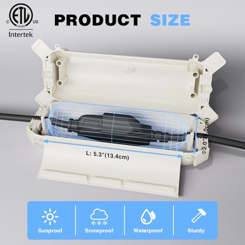 3 Pack] Flemoon Outdoor Extension Cord Safety Cover with Waterproof Seal (White / Small Box: 5.3" L x 2" W x 2" H)