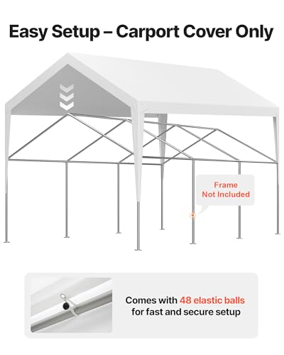 Carport Replacement Canopy Cover (White / 12x20ft)