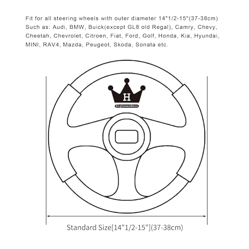 Luxury Fluffy Winter Car Steering Wheel Cover for Women Soft Warm Plush Cute Auto Accessories for Vehicle (Black / Standard Size [14.75-15.15"] (37.5-38.5cm))