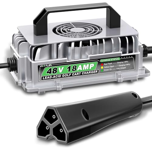 48 Volt 18 AMP Golf Cart Charger for 48 Volt EZGO RXV & TXT with 3 Pin Triangular Plug for 48V Lead Acid Battery