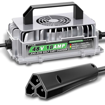 48 Volt 18 AMP Golf Cart Charger for 48 Volt EZGO RXV & TXT with 3 Pin Triangular Plug for 48V Lead Acid Battery