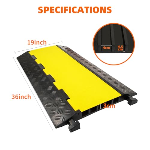 2 Pack 5 Channel Cable Protector Ramp Traffic Wire and Hose Ramp Cord Cover Heavy Duty Channels 18 (5 Channel 2 Pack)