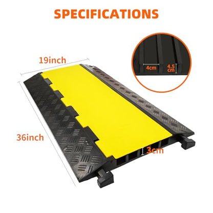 2 Pack 5 Channel Cable Protector Ramp Traffic Wire and Hose Ramp Cord Cover Heavy Duty Channels 18 (5 Channel 2 Pack)