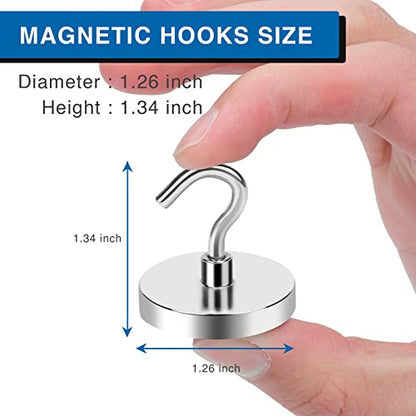 Magnetic Hooks for Cruise Cabins 130LBS Heavy Duty Magnet Hook 6 P (Silver / 1.26in)