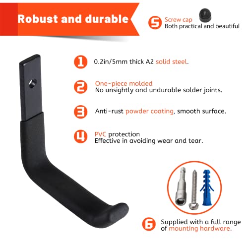 4 Pack Garage Storage Hooks (4 Pack (4 inch) / Black)