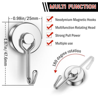 20 Pack Silver Metal Magnetic Hooks (Silver / 0.98in)