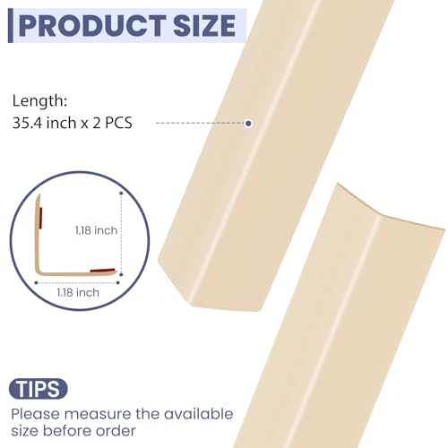 2PCS Wall Corner Protectors Guards (Beige / 35.4" X 1.18")