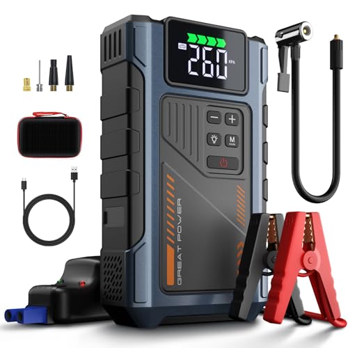 Car Battery Charger Jump Starter with Air Compressor (Blue+Black)