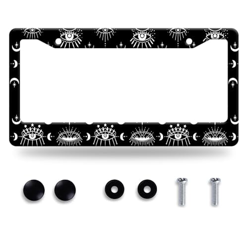 Evil Eyes License Plate Frame Stainless Steel Car Accessory 6.3x12.3inch (Evil Eye Design Psychedelic Eye)