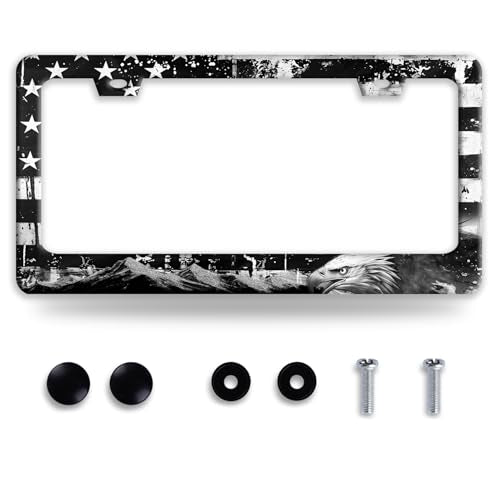 American Flag Eagle Mountains License Plate Frame Funny License Holder (American Flag Eagle Mountains)
