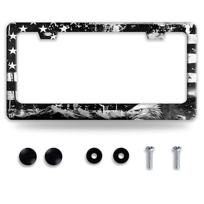 American Flag Eagle Mountains License Plate Frame Funny License Holder (American Flag Eagle Mountains)