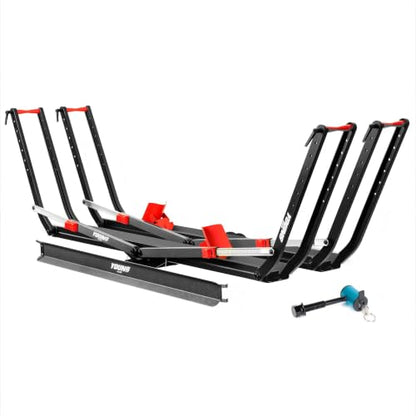 Young 200 lbs Ebike Racks with Ramp for Tow Hitch with 2 Arms (200 lbs Tire Clamp 2 E-Bike Rack with Ramp)